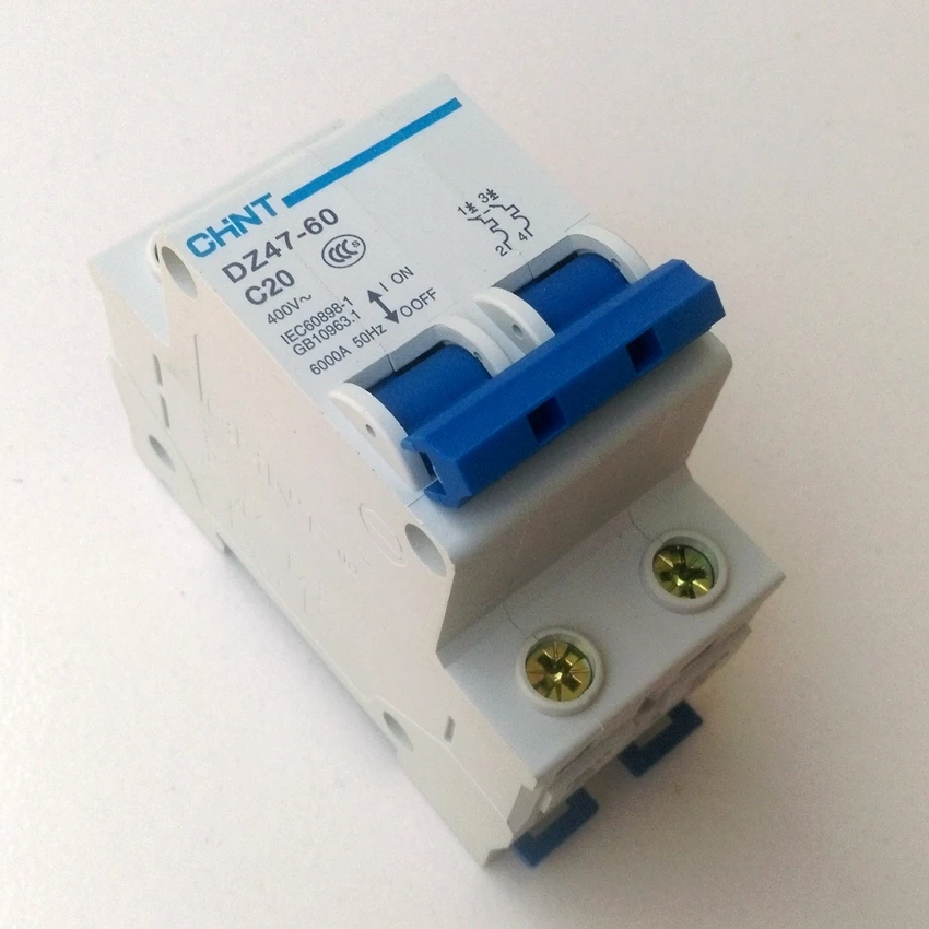 CHINT DZ47 60 C20 AC230/400V 2 P 20A Номинальный ток полюсный миниатюрный автоматический