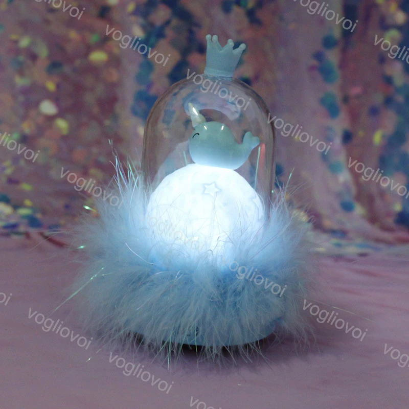 Vogliovoi Night Light Cartoon Unicorn Narwhal Whale Resin Ornaments For Children Kid Bedside Reading Table Decoration | Лампы и