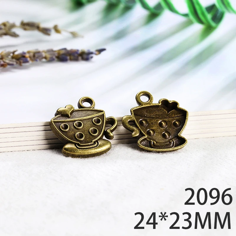 

24*23mm 6pcs Cup Of Coffee Alloy Pendant For Diy Jewelry Making 2 Colors Antique Silver Antique Bronze No.2096
