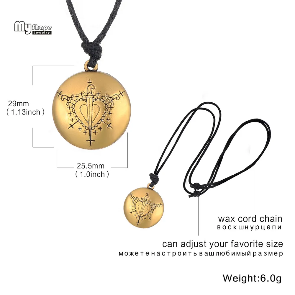 My Shape Love Talisman Chain Necklaces Hand Stamped Vodoun Lwa Hoodoo Ezili Freda Voodoo Loa Veve Pendant Amulet Necklace