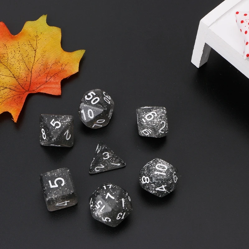 7 шт./компл. мерцание многогранные кубики для Дракон Pathfinder D20 D12 2xD10 D8 D6 D4