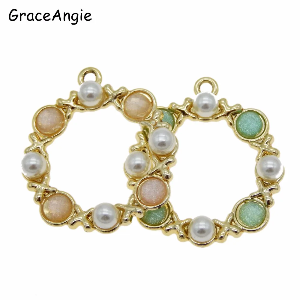 Ювелирные изделия из двух частей Золотые круглые очаровательные кольца с