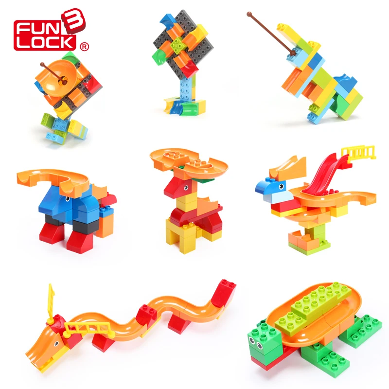 Funlock Duplo 70 шт. мраморная Беговая пластиковая горка набор строительных блоков для
