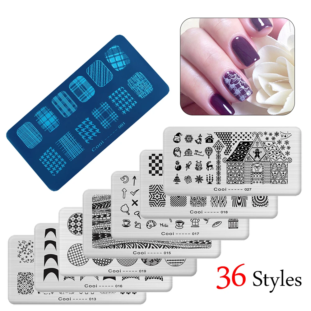 Pinpai Nail Stamping Plates Flower Geometric Heart Nature Series Nail Template Stamp Image DIY Nail Designs Manicure Stamp Plate