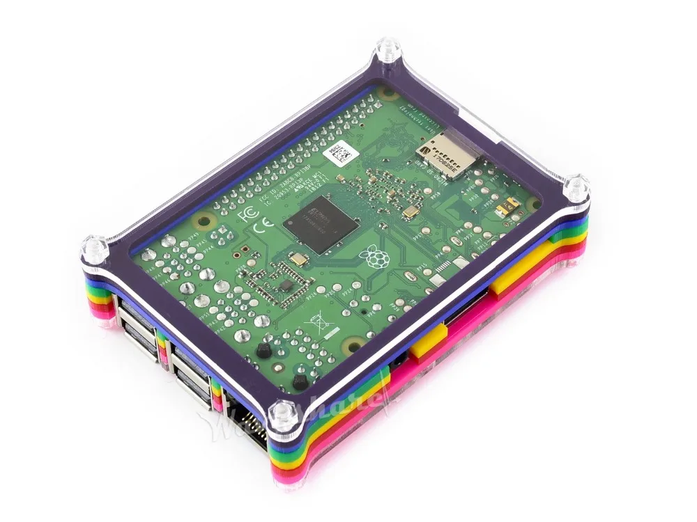 Чехол Waveshare Rainbow C для Raspberry Pi 2/3B/3B + 7 цветов не прозрачный | Компьютеры и офис