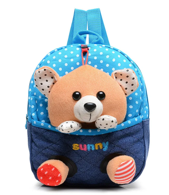 Синий Plush backpacks toy bear Kids plush bags Dolls&Stuffed Toys Baby kindergarden School Bags children mochila for 2-5years - Цвет: Синий