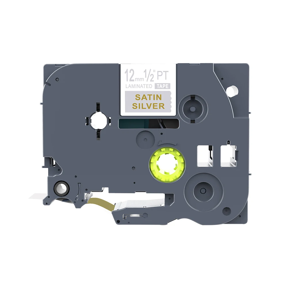 Gold-Satin Silver 1 шт. 12 мм кассеты для этикеток TZ MQ835 TZe MQ835 ламинированные ленты Compatble для Brother P-Touch белый на атласном золотом brother labeler - Цвет: Gold-Satin Silver
