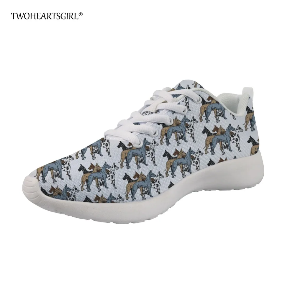 Twoheartsgirl Great Dane Prints Women Casual Flats Sneakers Women's Comfortable Breathable Shoes Cartoon Teenager Running Shoes