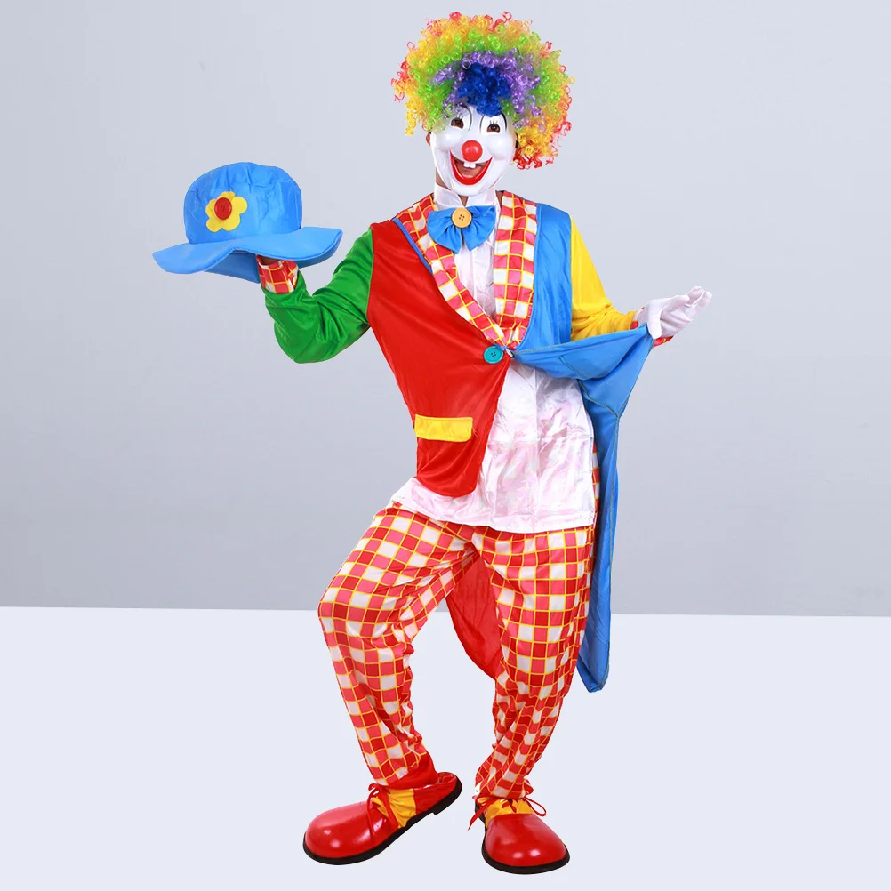 Creative Clown Costume Halloween Masquerade Stylish Outfit Suit Party Supplies for Adult Men | Дом и сад