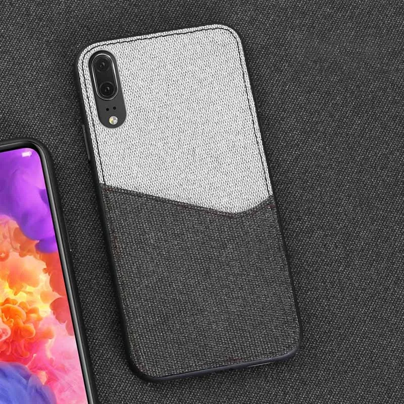 Холщовый чехол для телефона huawei P30 P10 Plus P20 Lite mate 9 10 Pro P SMART открытка с вышивкой слот для Honor 8X Note 9 V10 Nova 3 - Цвет: Gray and Black
