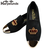 harpelunde mens formal shoes bullion black velvet loafers with copper cap toe