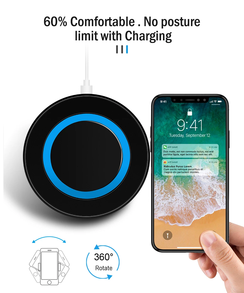 2019 Qi Беспроводной Зарядное устройство для iPhone X 8/8 Plus мини зарядного устройства