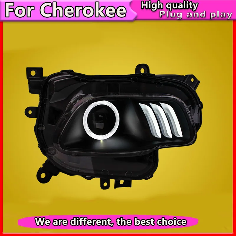 Стайлинг автомобиля фара для Jeep Cherokee 2015-2018 светодиодный головной фонарь ДХО