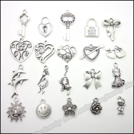 

High quality Mix 200pcs Vintage Charms Pendant Tibetan silver Fit Bracelets Necklace DIY Metal Jewelry Making