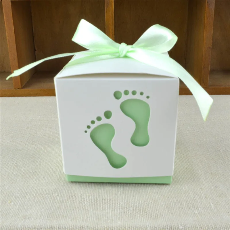 green foot box 10 шт., Милая бумажная картонная подставка для торта, подарочные коробки, украшение для детей на день рождения, сделай сам, принадлежности для душа - Цвет: green foot box