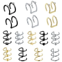 1pc steel illusion cbr ear cuff helix cartilage rings fake clip on cuff wrap upper closure rings piercing sexy jewelry 16g