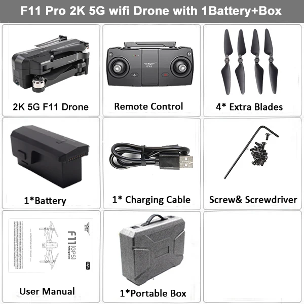 2K 1B Case SJRC F11 GPS 5G WiFi FPV с камерой 1080P Бесщеточный Quadcopter 25 мин. Время полета Жест Складная рукоятка Selfie RC Dron VS CG033 - Цвет: 2K 1B Case