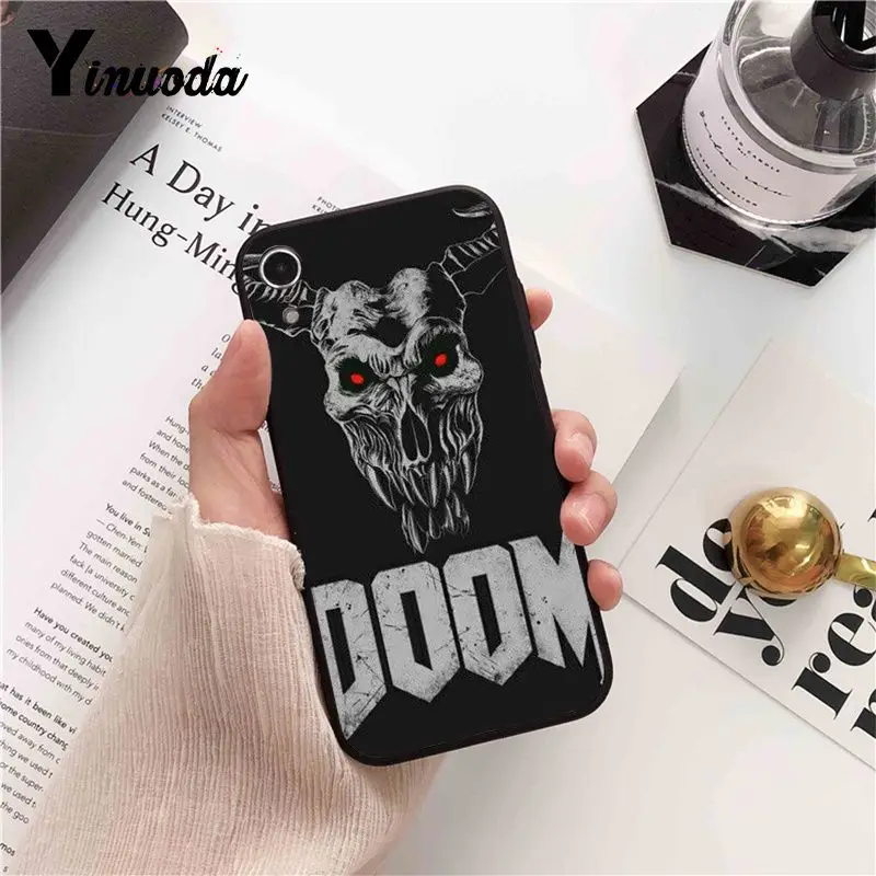 Yinuoda череп игра Doom новое поступление черный чехол для телефона для iPhone 5 5Sx 6 7 7plus 8 8Plus X XS MAX XR 10 Чехол