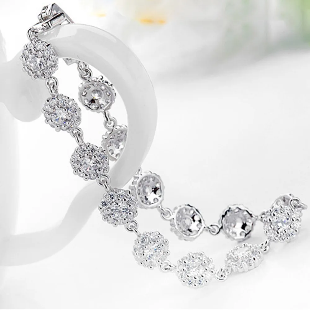 Модные женские браслеты LUOTEEMI из белого золота с прозрачным кубическим цирконием