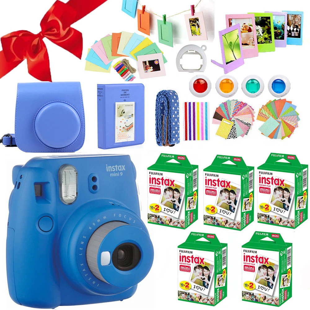 Оригинальная фотокамера Fujifilm Instax Mini 9 кобальтовый синий + 100 фотографий Fuji Instant 8
