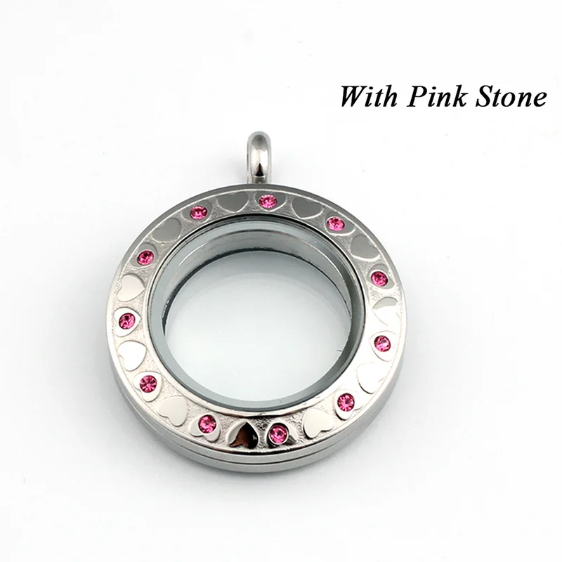 pink crystals URSJEWELRY плавающая подвеска, медальон 28 мм Твист открытый 316L нержавеющая сталь Стекло Медальоны живой памяти ожерелье - Окраска металла: pink crystals