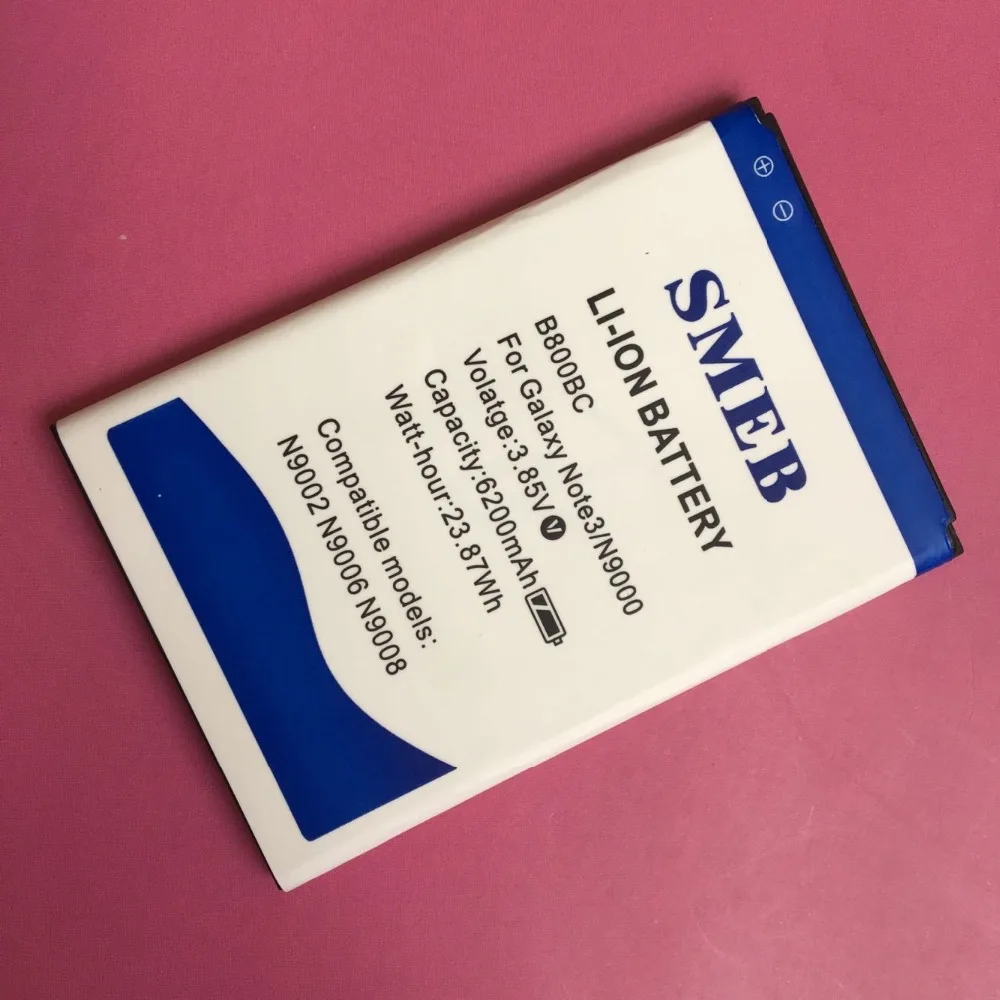 2 шт. smeb высокое Ёмкость 6200 мАч Замена Батарея для Samsung Galaxy Note 3 N9006 N9008 N9002 +