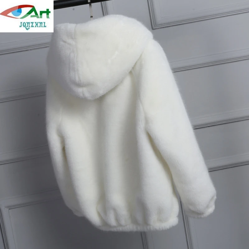 Новинка 2018 зимнее женское короткое пальто из кроличьего меха однотонная