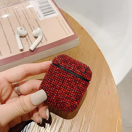 red Блестящая блестящая сумка для гарнитуры чехол для apple airpods жесткий защитный Блестящий беспроводной bluetooth-наушники с зарядкой - Цвет: red