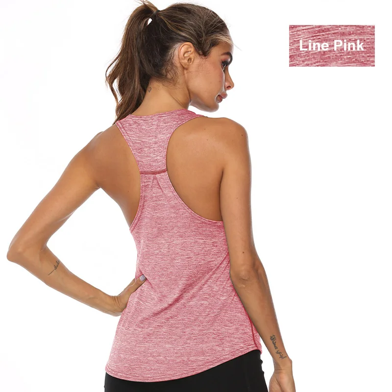 Pink S-XL Sleeveless Yoga Shirts Racerback Yoga Vest Sport Singlet Women Athletic Fitness Sport Tank Tops Gym Running Training Shirt - Цвет: Pink