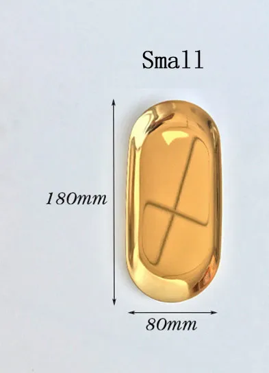 gold small Овальный поднос из нержавеющей стали круглой формы для фруктов, кухонные инструменты, посуда для хранения, сервировочная посуда, рождественский подарок, 1 шт - Цвет: gold small