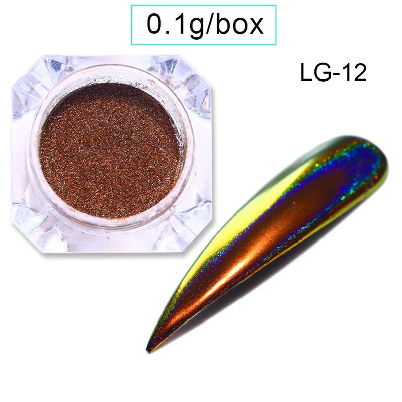 0.1g LG-12 2 шт./компл. лазером для ногтей с блестками Павлин голографическая зеркальный порошок лазерный нейл-арта порошок хромового пигмента DIY украшения 1 шт - Цвет: 0.1g LG-12