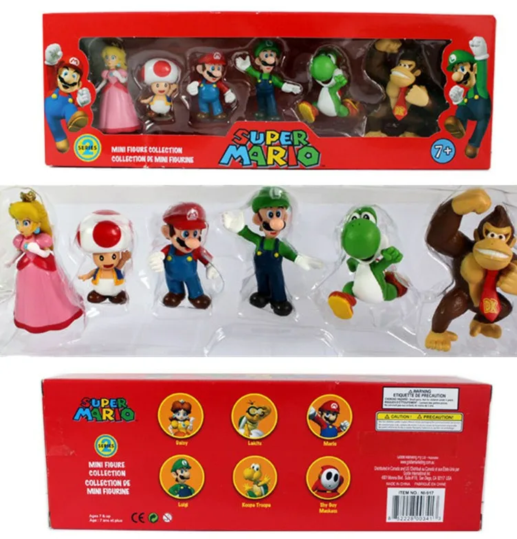 DONKEY KONG Super Mario Bros Боузер Луиджи Купа Йоши Марио машина жаба, в форме персика принцесса Одиссея ПВХ фигурка модель куклы игрушки - Цвет: peach 6pcs in box