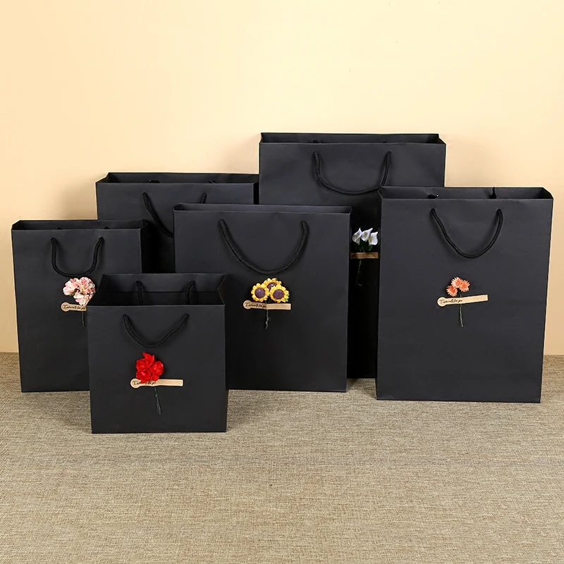 5 шт. черный крафт бумажный мешок сумка для одежды тоут Подарочная сделай сам