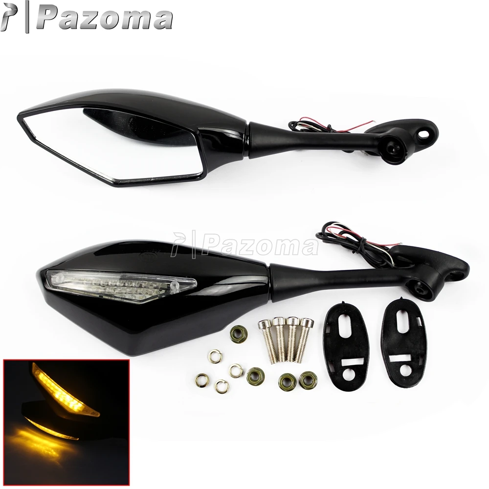Мотоциклетный светодиодный указатель поворота черное зеркало заднего вида для