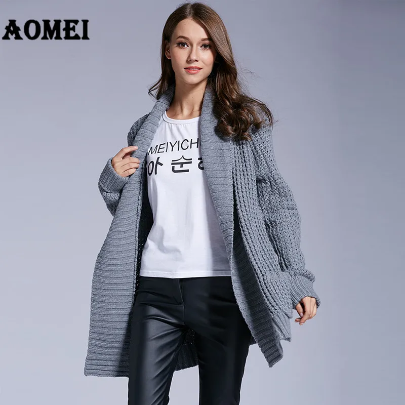 Серый кардиган свитер верхняя одежда пальто женские топы длинный джемпер леди