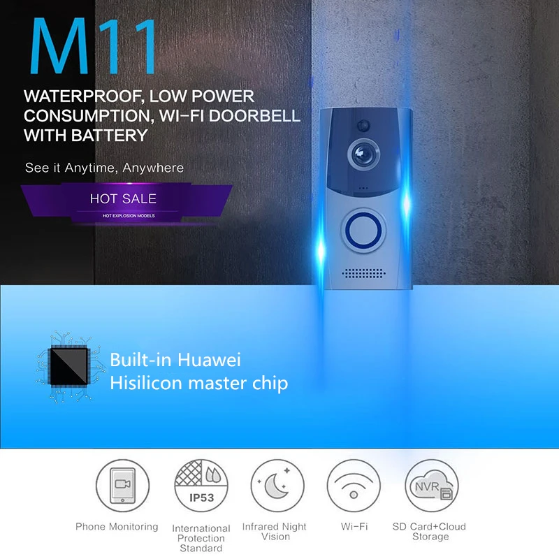 Умная WiFi видеокамера на дверной Звонок IP видео домофонный дверной звонок ночного видения дистанционное управление запись умная домашняя охранная система