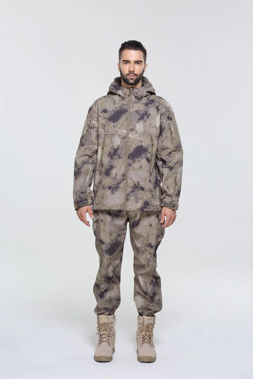 Khaki Camo S. ARCHON Военная Униформа камуфляж костюмы для мужчин мягкая оболочка флис Ветровка армейская куртка пальто водонепроницаемый тактические брюки мужской костюм - Цвет: Khaki Camo