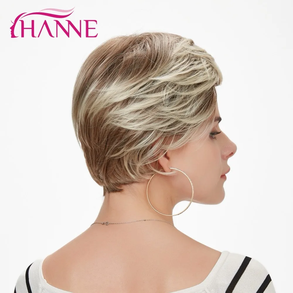 HANNE, короткие синтетические волосы, парики для женщин, кружевной топ, парик, смешанный коричневый и блонд, 613 натуральные парики, косплей парик