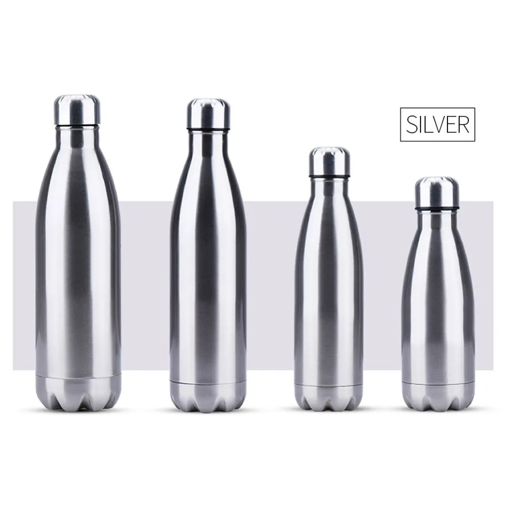 Silver 350/500/750/1000 мл с двойными стенками изолированный термос Нержавеющая сталь воды колы бутылки воды пива термос для Спортивная бутылка - Цвет: Silver