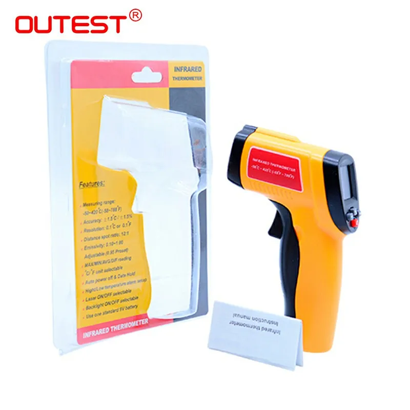 

OUTEST GM300E Digital Infrared Thermometer Non-contact LCD IR Laser Temperature Tester Gun -50-420 degree (-58 -788F)