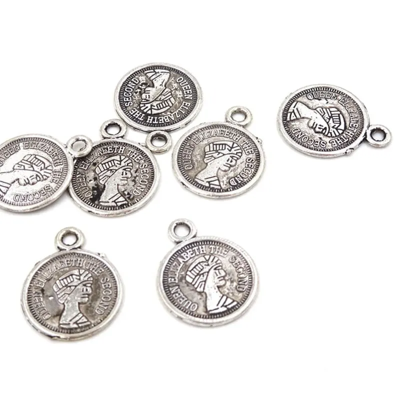 25 шт. подвеска горка королевы елипы круглая монета для браслета Европейское