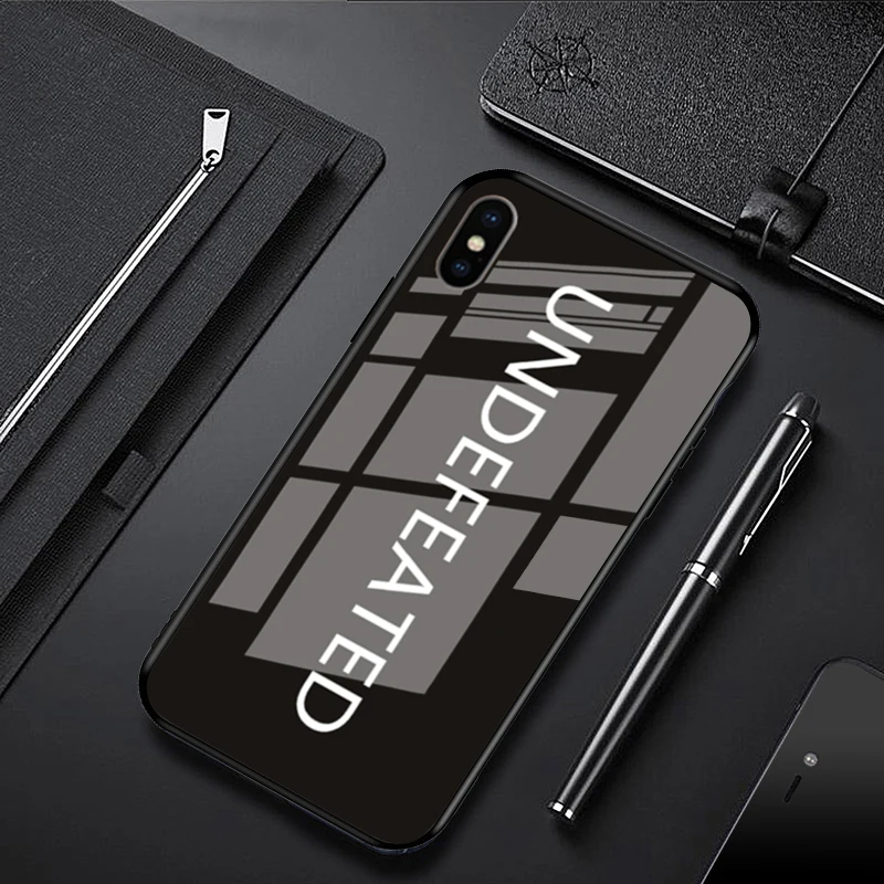 JAMULAR Fashion Brand Undefeated Glass Phone Case For iPhone XS MAX X XR 7 8 6 6s Plus Letter Pint Glossy Hard Back Cover Fundas | Мобильные