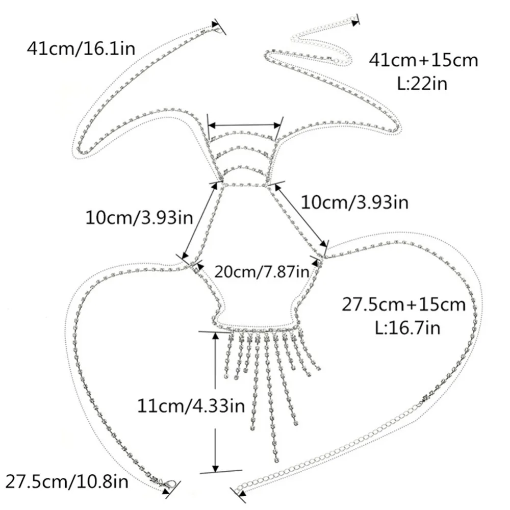 Fashion Sexy Crystal Tasse Pendant Harness Cross Chunky Necklace Body Bust Bikini Long Chain Beach Summer Jewelry | Украшения и