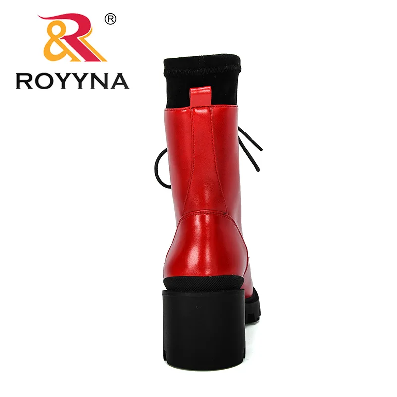 ROYYNA 2019 новые модные женские ботинки на шнуровке плоской подошве байкерские