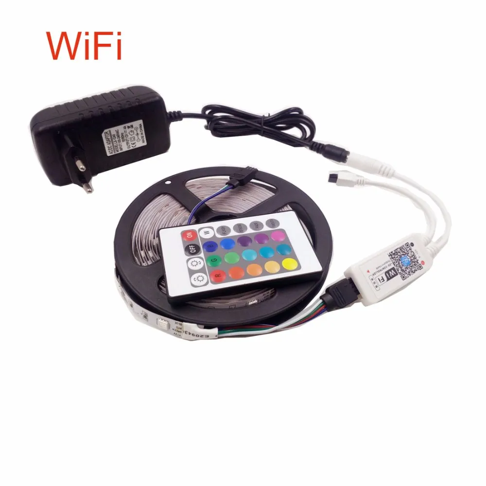 5 м 10 м 20 м SMD 5050 60 светодиодный/M Водонепроницаемый RGB светодиодный полосы светильник диод Wi-Fi контроллер постоянного тока 12V адаптер переменного тока комплект гибкий светодиодный лента