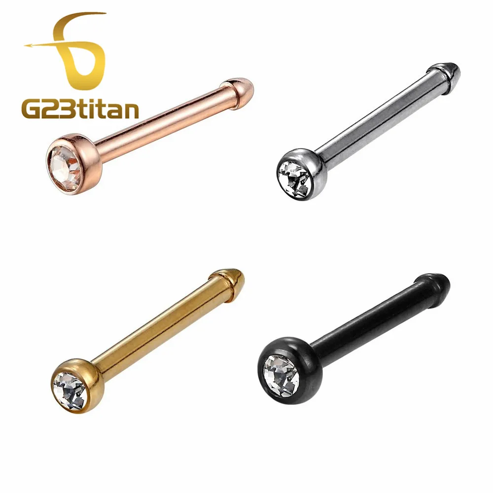 Кольца для носа G23titan серьги ноздри с фианитами изогнутые кольца шпильки