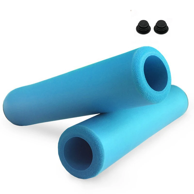 Blue 1 пара велосипедных ручек для руля, крышка с наконечниками для горного велосипеда, силиконовая Нескользящая ручка, мягкие MTB ручки - Цвет: Blue