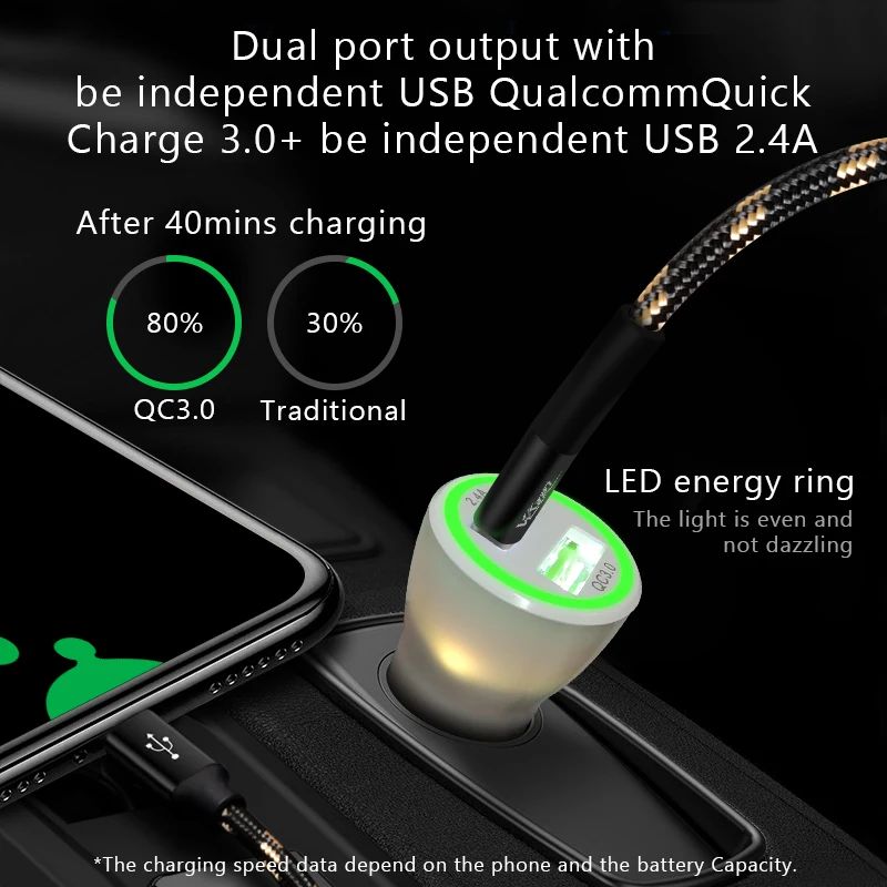 Автомобильное зарядное устройство VVKing Quick Charge 3 0 2 USB для Samsung Xiaomi iPhone Huawei P30 Pro QC3.0