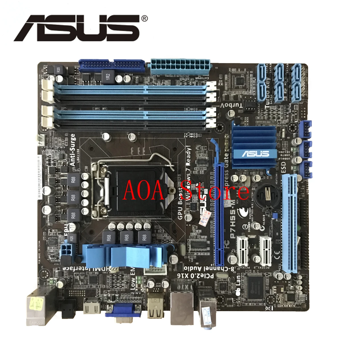 Розетка LGA 1156 для Intel H55 ASUS P7H55 M оригинальная материнская плата uATX HDMI VGA 4 DDR3 16 ГБ