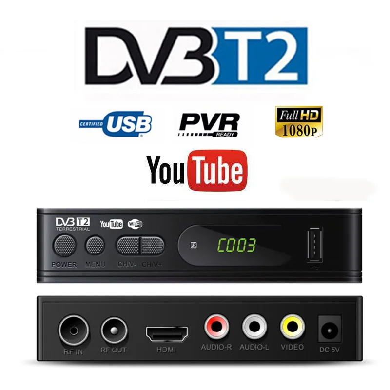 2019 HD 1080p Tv Tuner Dvb T2 Vga TV Dvb-t2 For Monitor Adapter USB2.0 Receiver Satellite Decoder Dvbt2 Russian Manual | Электроника